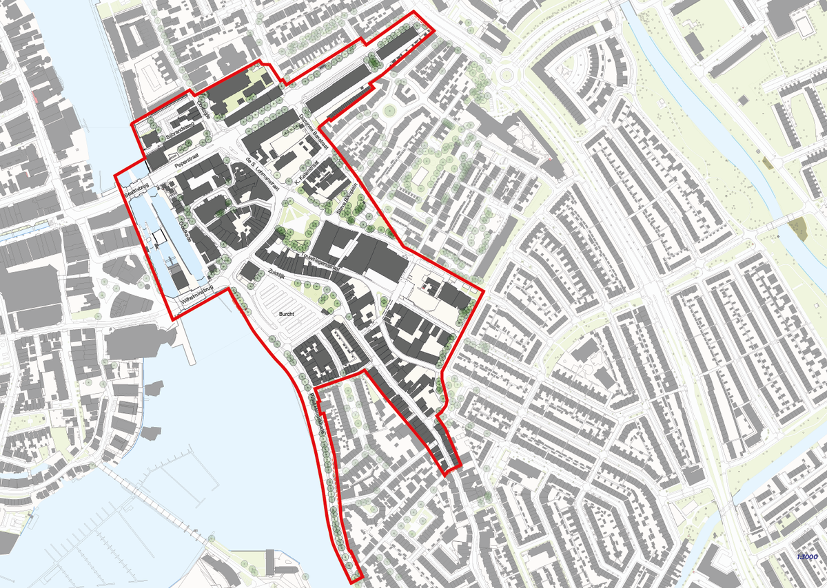 op de foto het gebied Centrum Oost van Prins Hendrikkade tot en met de Peperstraat